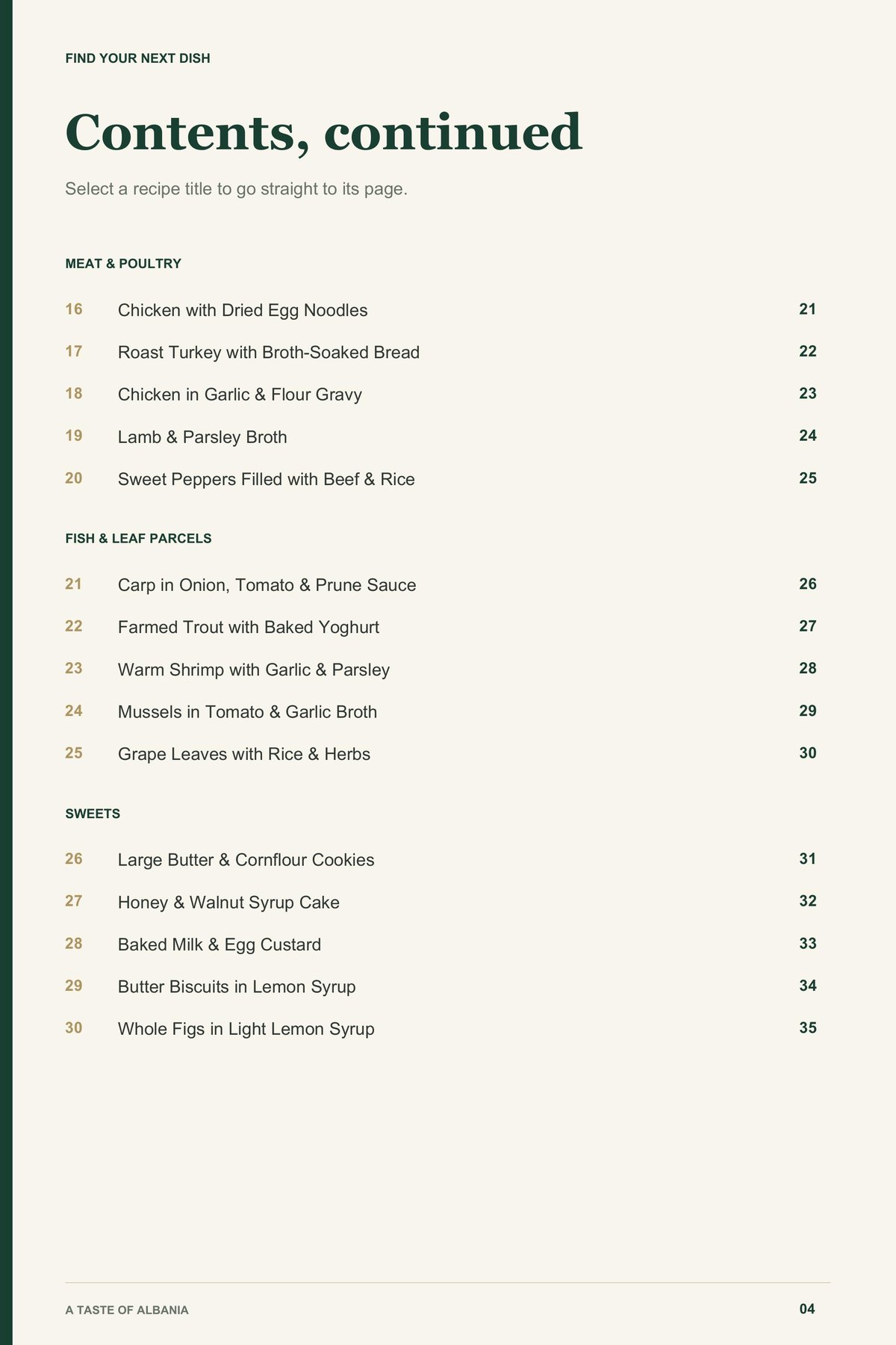 Contents, page 2 from A Taste of Albania