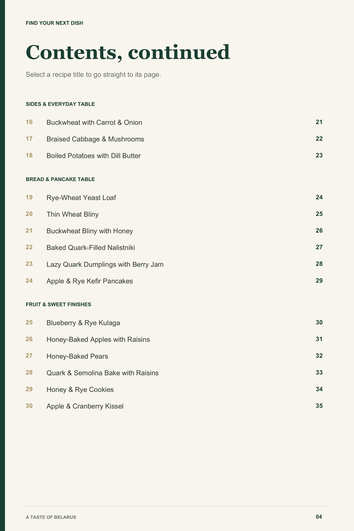 Contents, page 2 from A Taste of Belarus