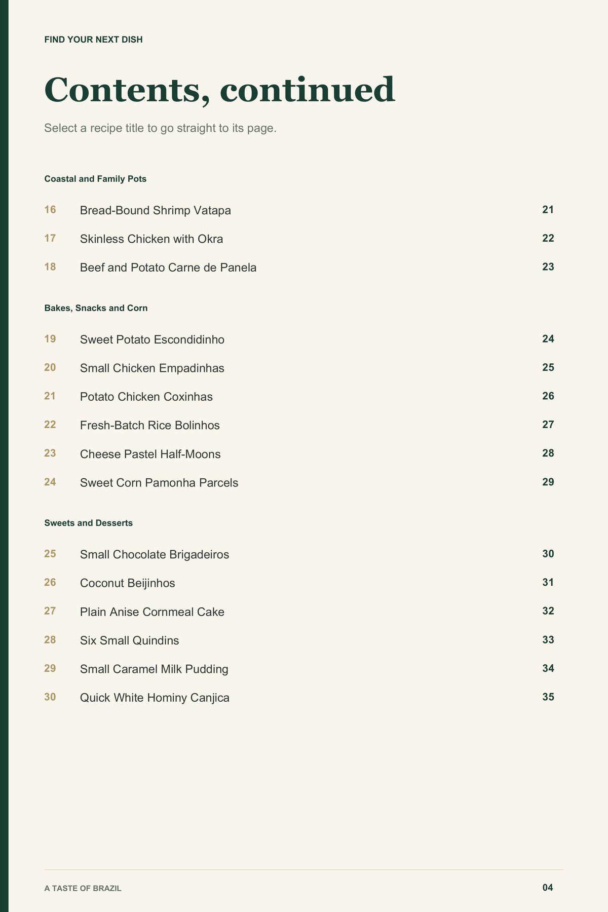 Contents, page 2 from A Taste of Brazil