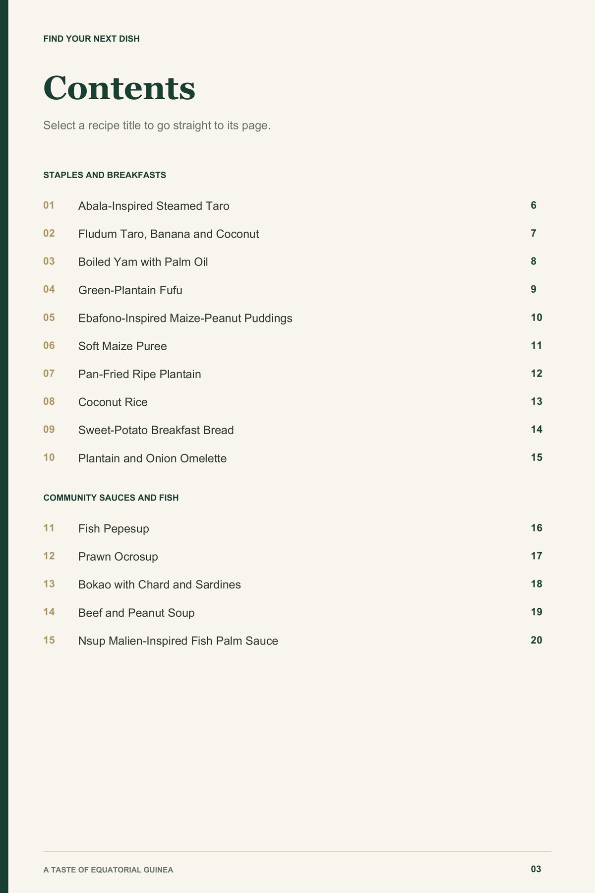 Contents, page 1 from A Taste of Equatorial Guinea