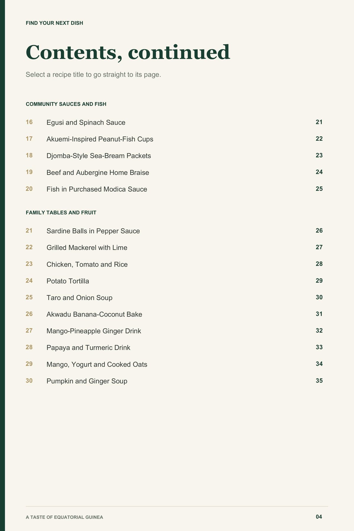 Contents, page 2 from A Taste of Equatorial Guinea