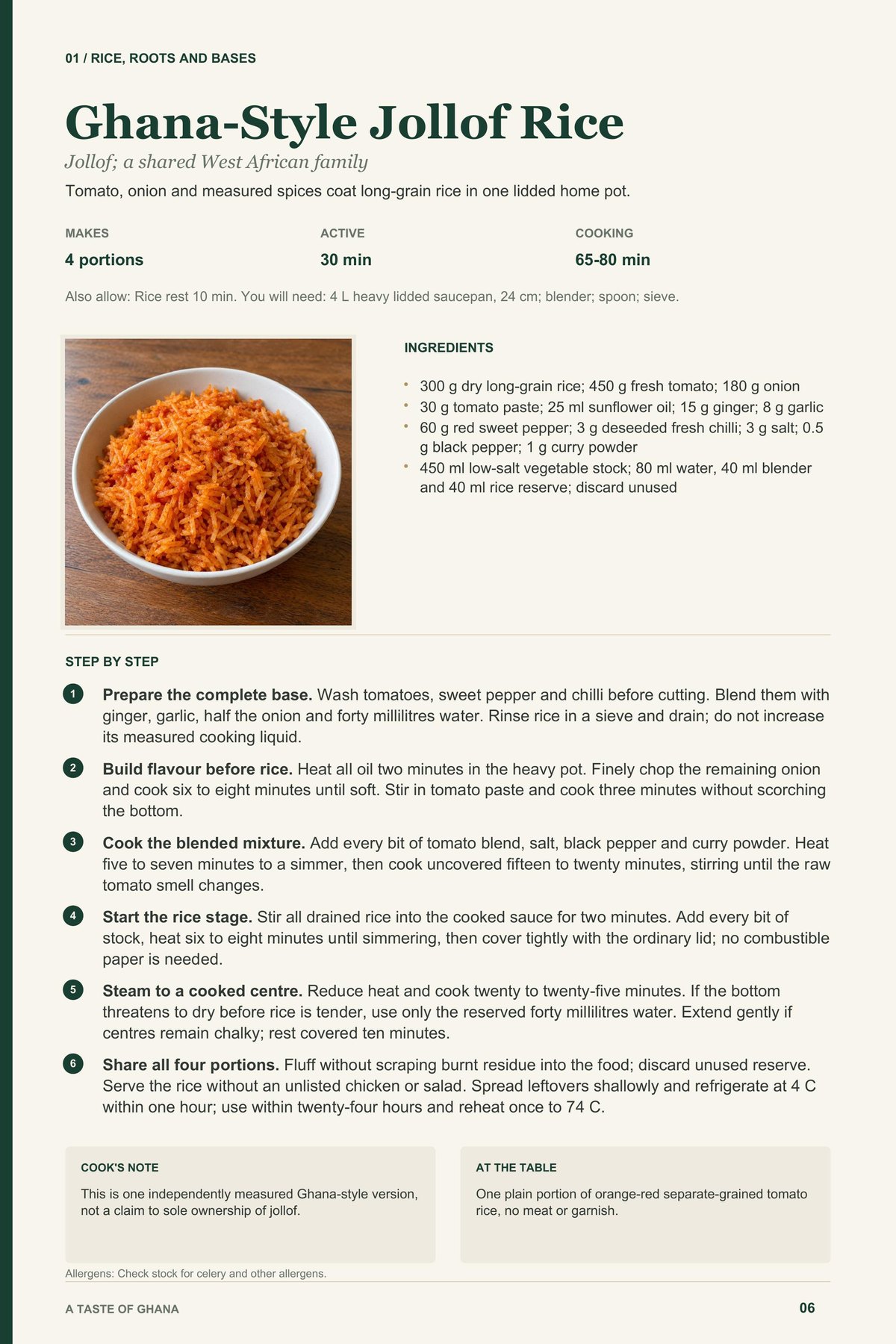 Ghana-Style Jollof Rice recipe page from A Taste of Ghana