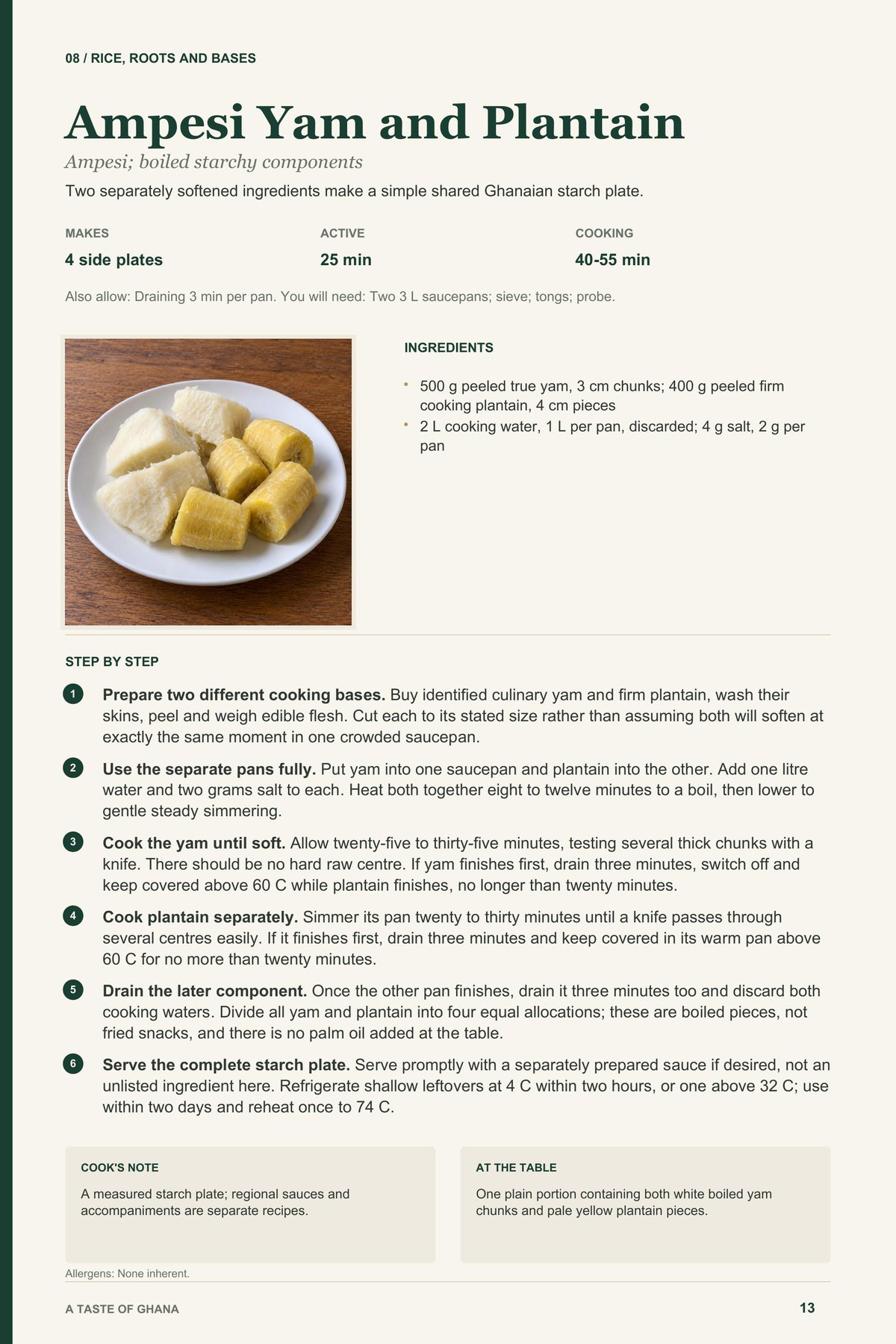 Ampesi Yam and Plantain recipe page from A Taste of Ghana