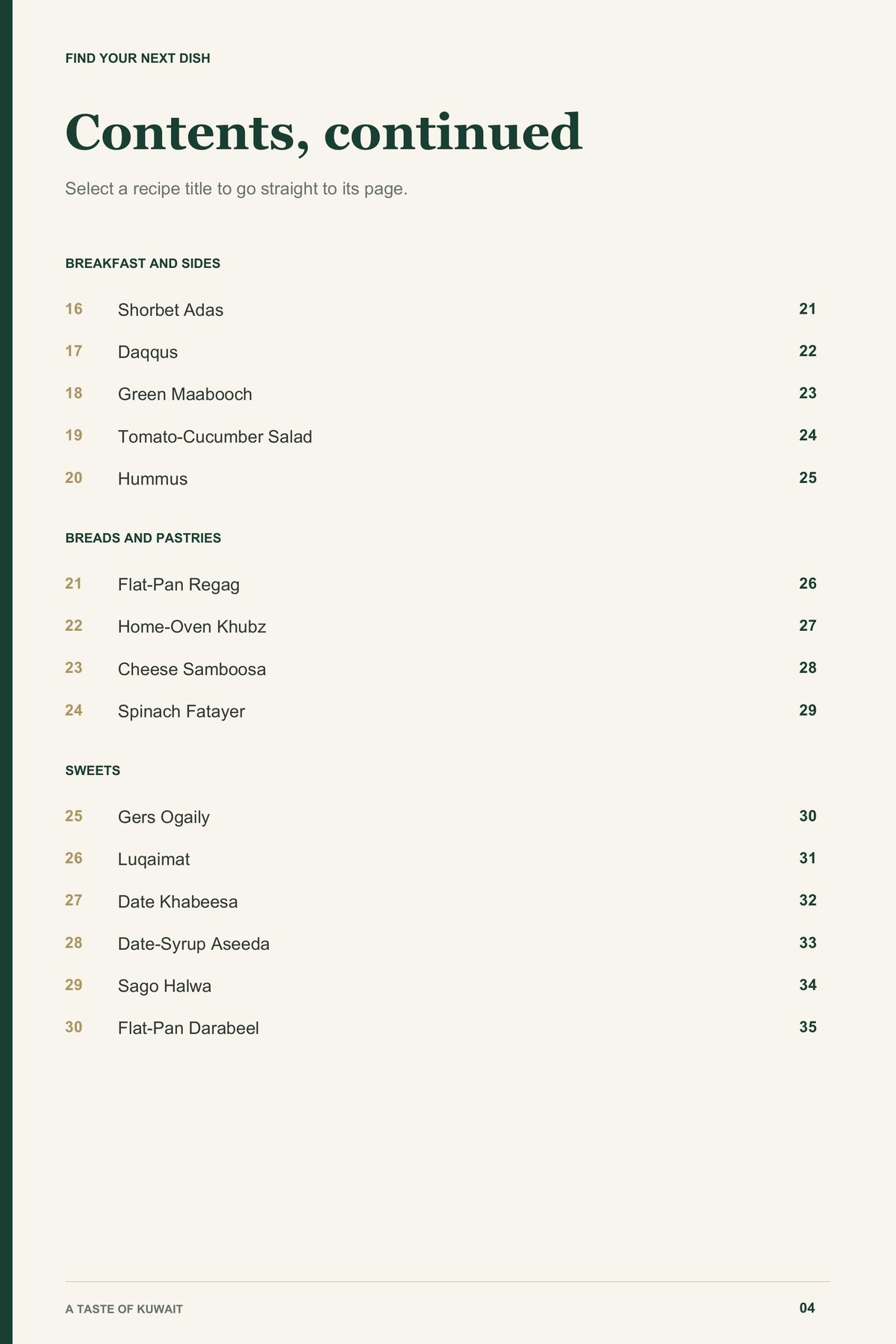Contents, page 2 from A Taste of Kuwait