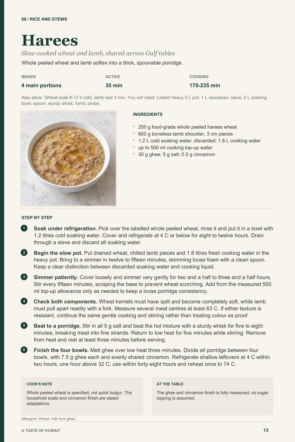Harees recipe page from A Taste of Kuwait