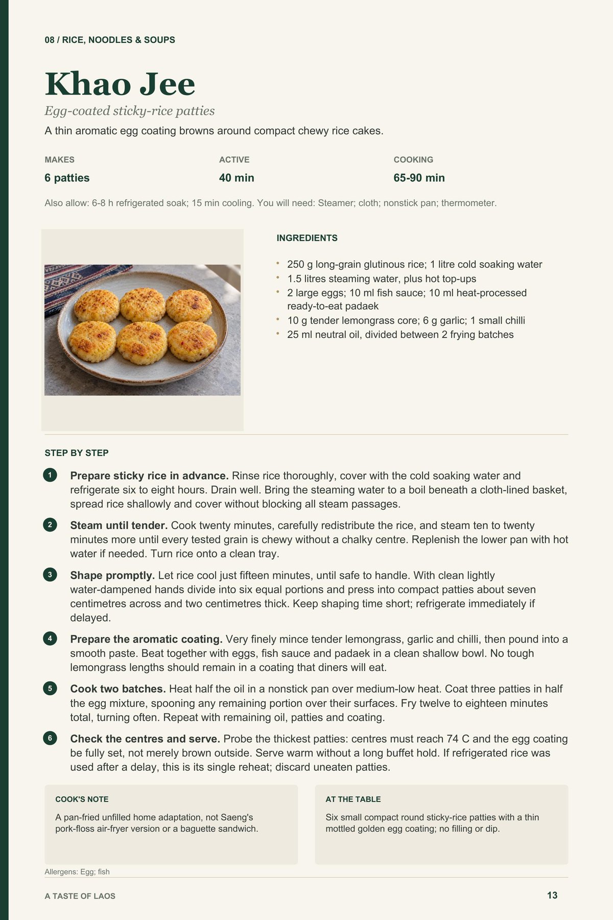 Khao Jee recipe page from A Taste of Laos