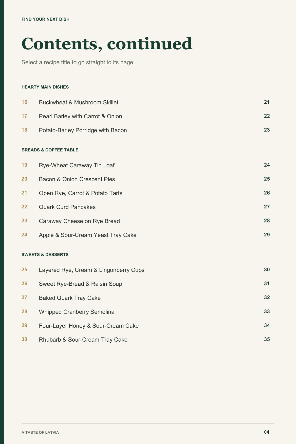 Contents, page 2 from A Taste of Latvia
