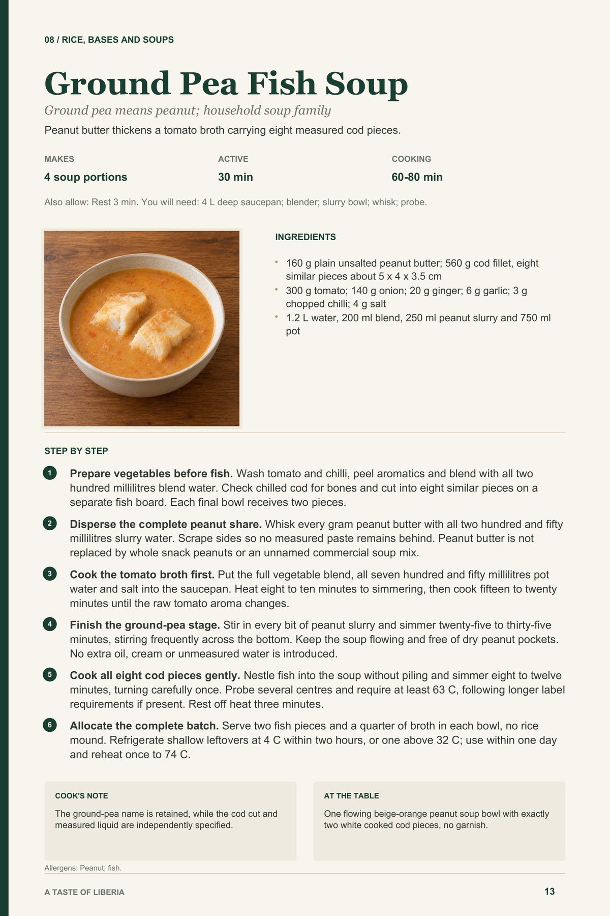 Ground Pea Fish Soup recipe page from A Taste of Liberia