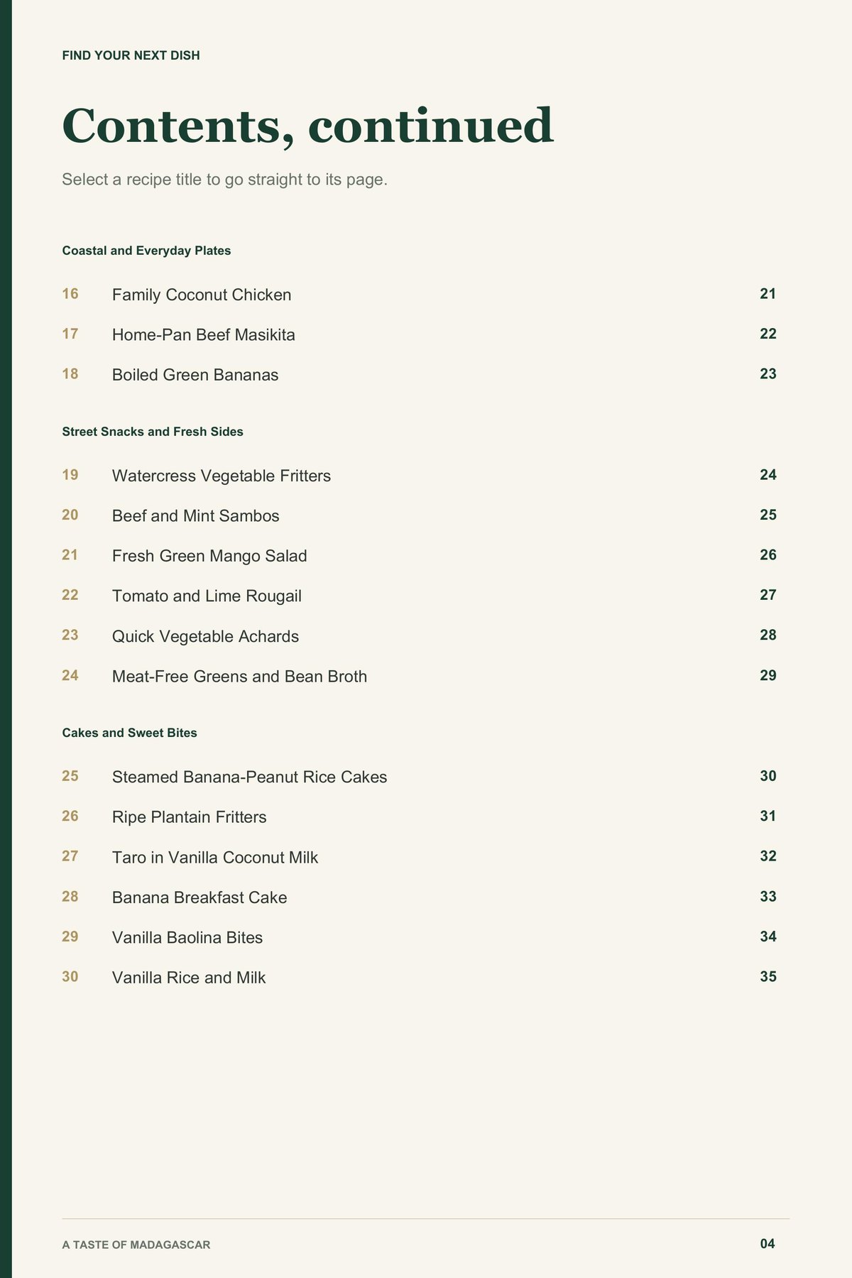 Contents, page 2 from A Taste of Madagascar