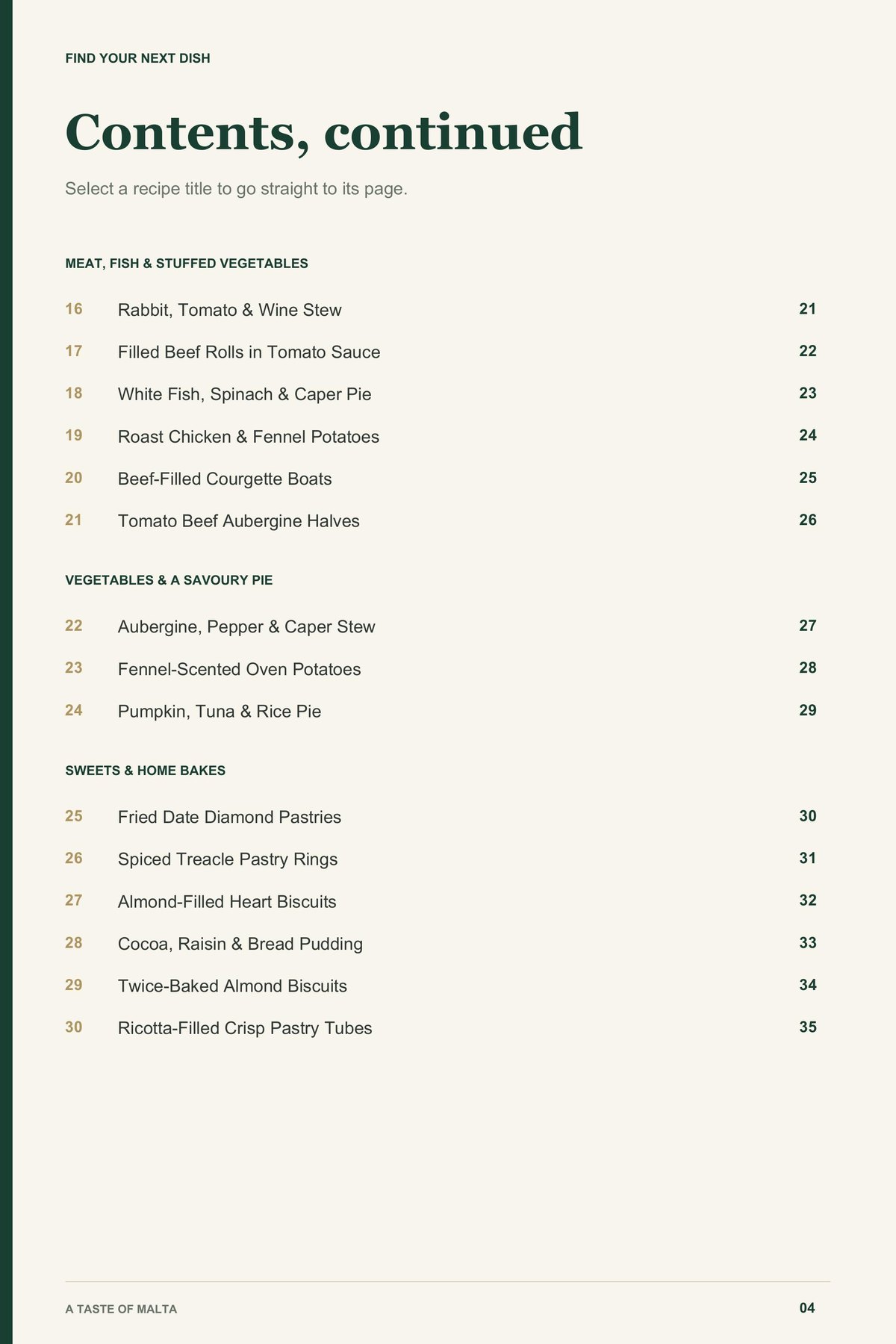 Contents, page 2 from A Taste of Malta