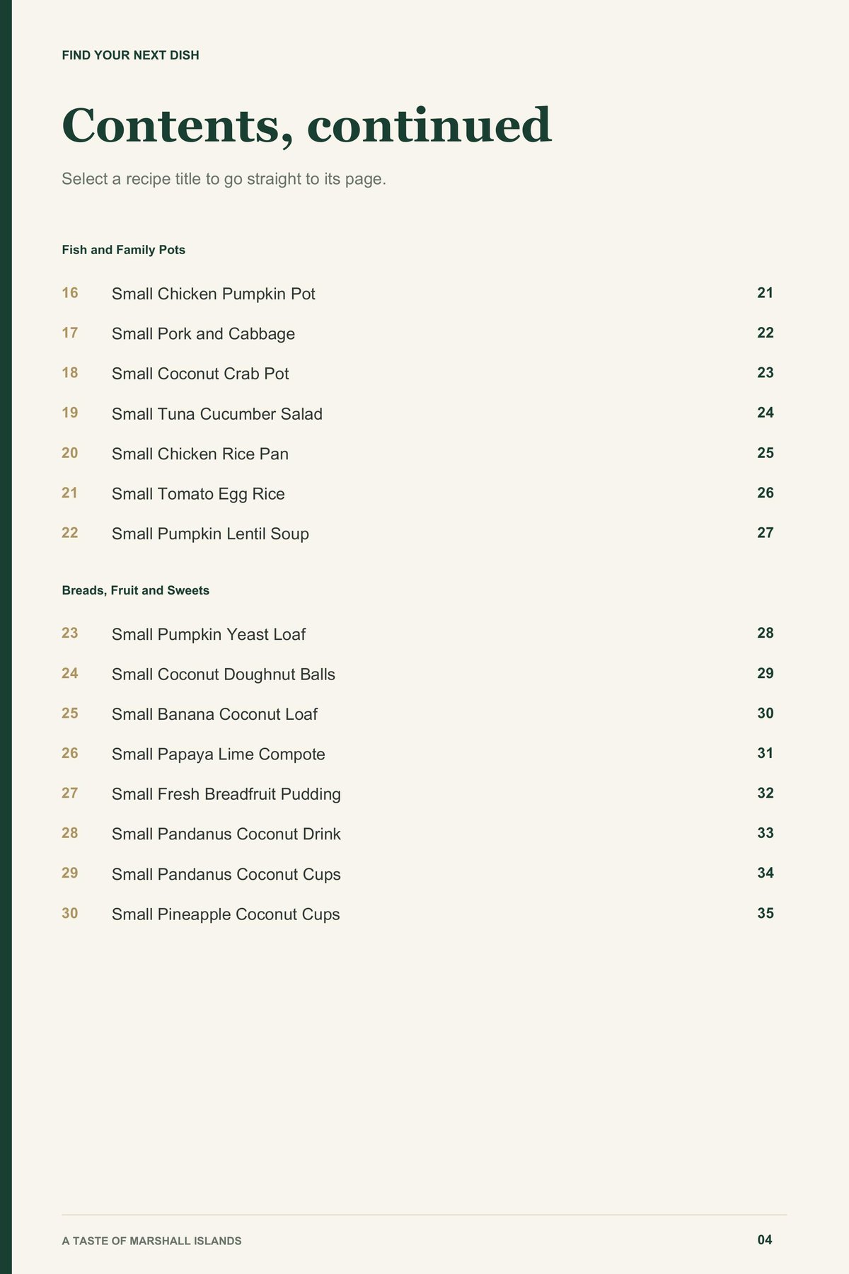 Contents, page 2 from A Taste of Marshall Islands