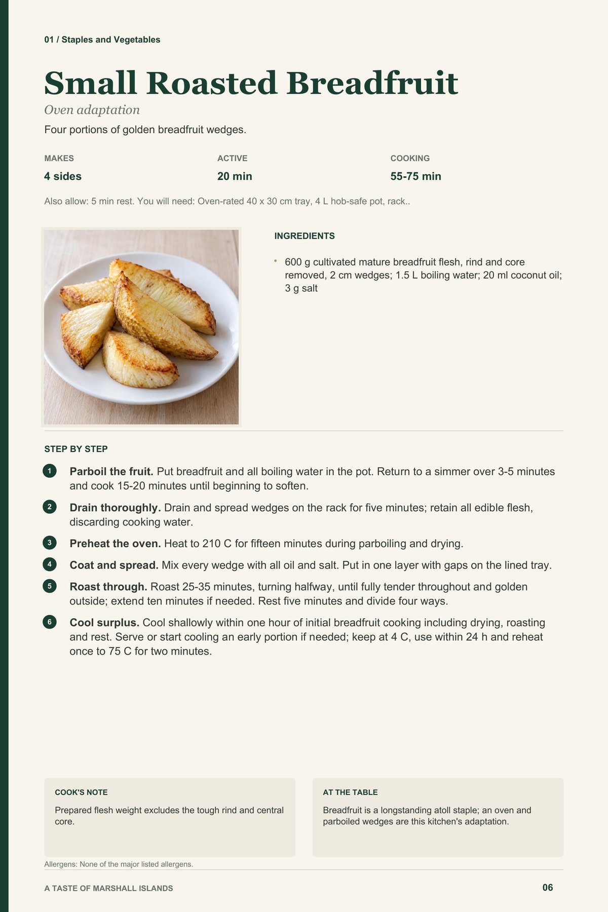 Small Roasted Breadfruit recipe page from A Taste of Marshall Islands