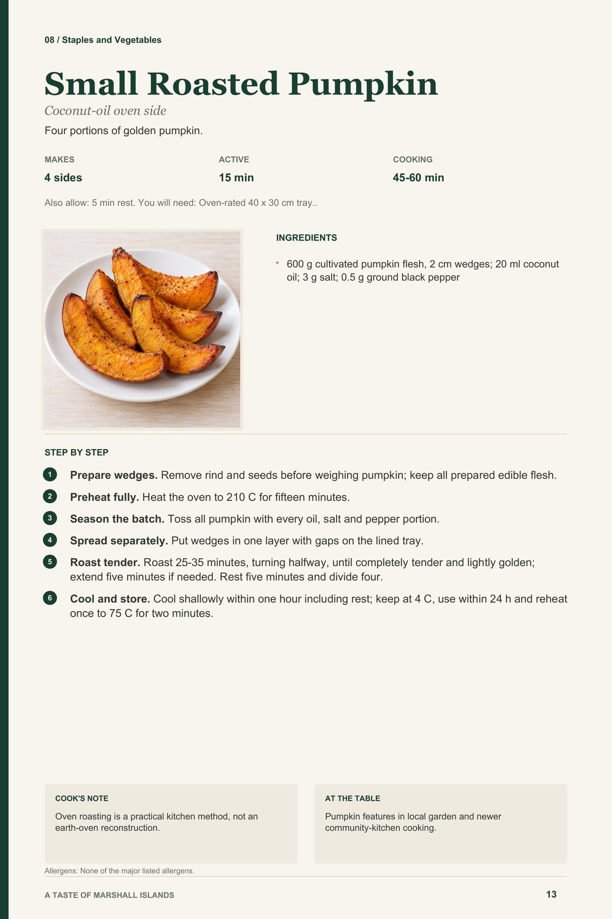 Small Roasted Pumpkin recipe page from A Taste of Marshall Islands