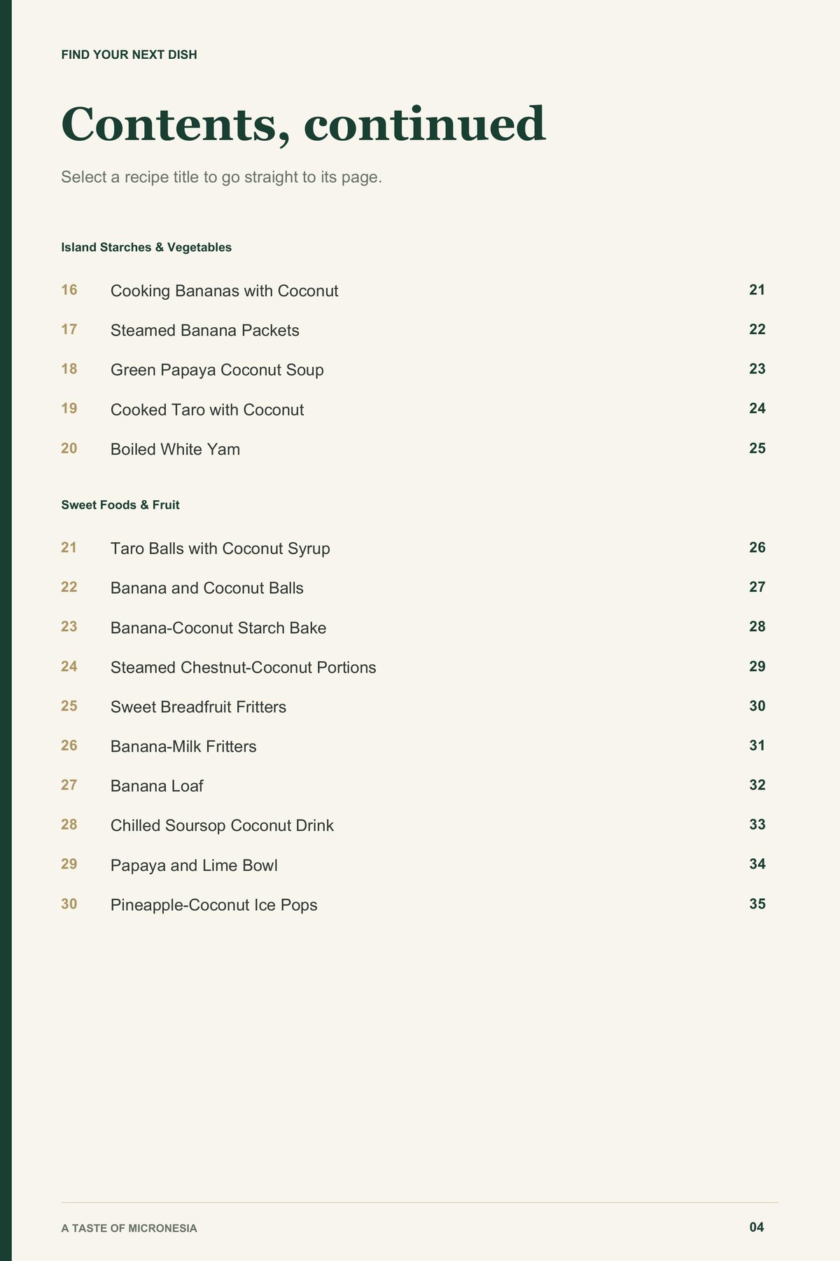 Contents, page 2 from A Taste of Micronesia