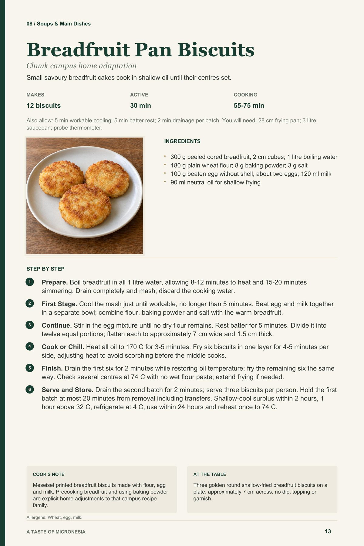 Breadfruit Pan Biscuits recipe page from A Taste of Micronesia