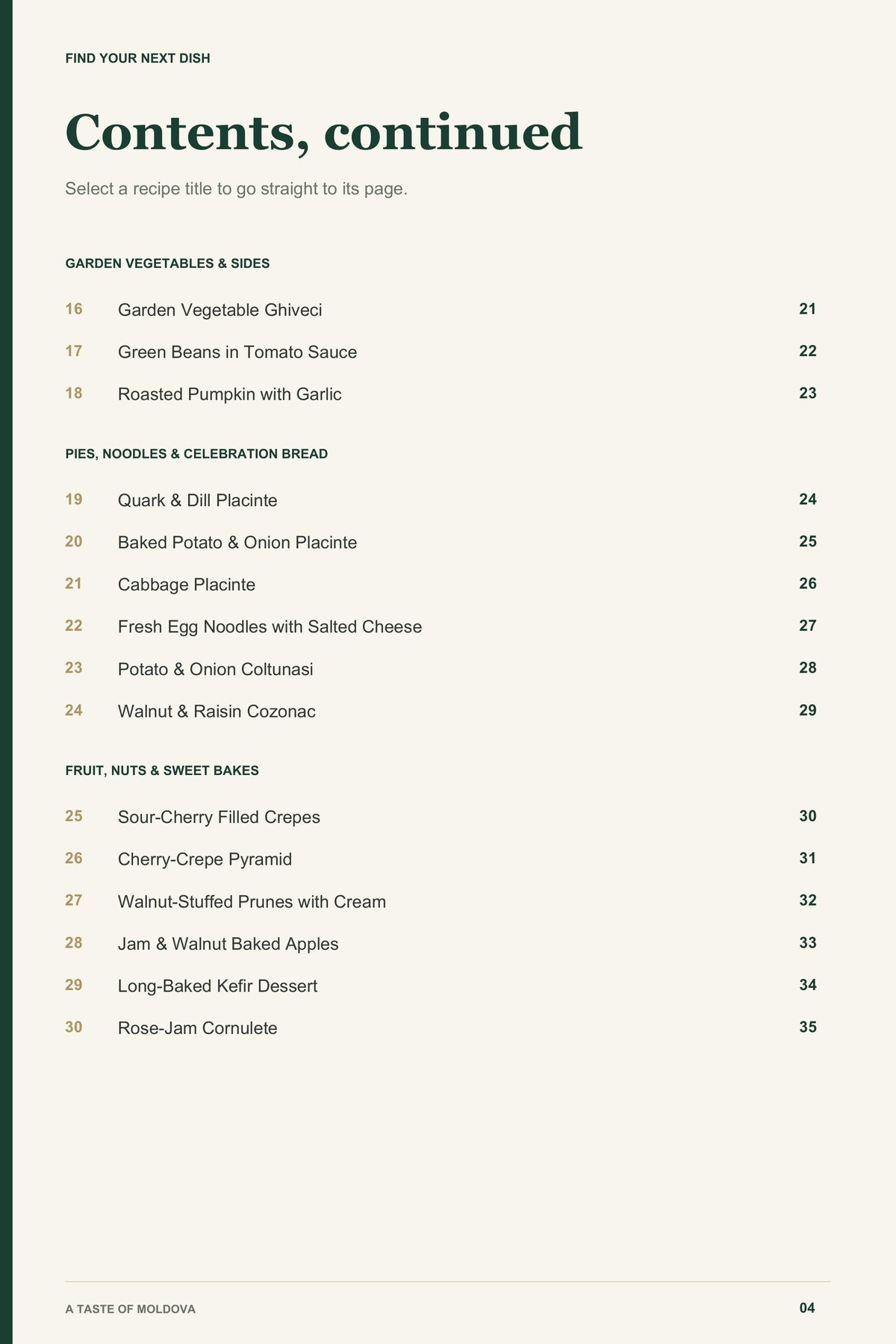Contents, page 2 from A Taste of Moldova