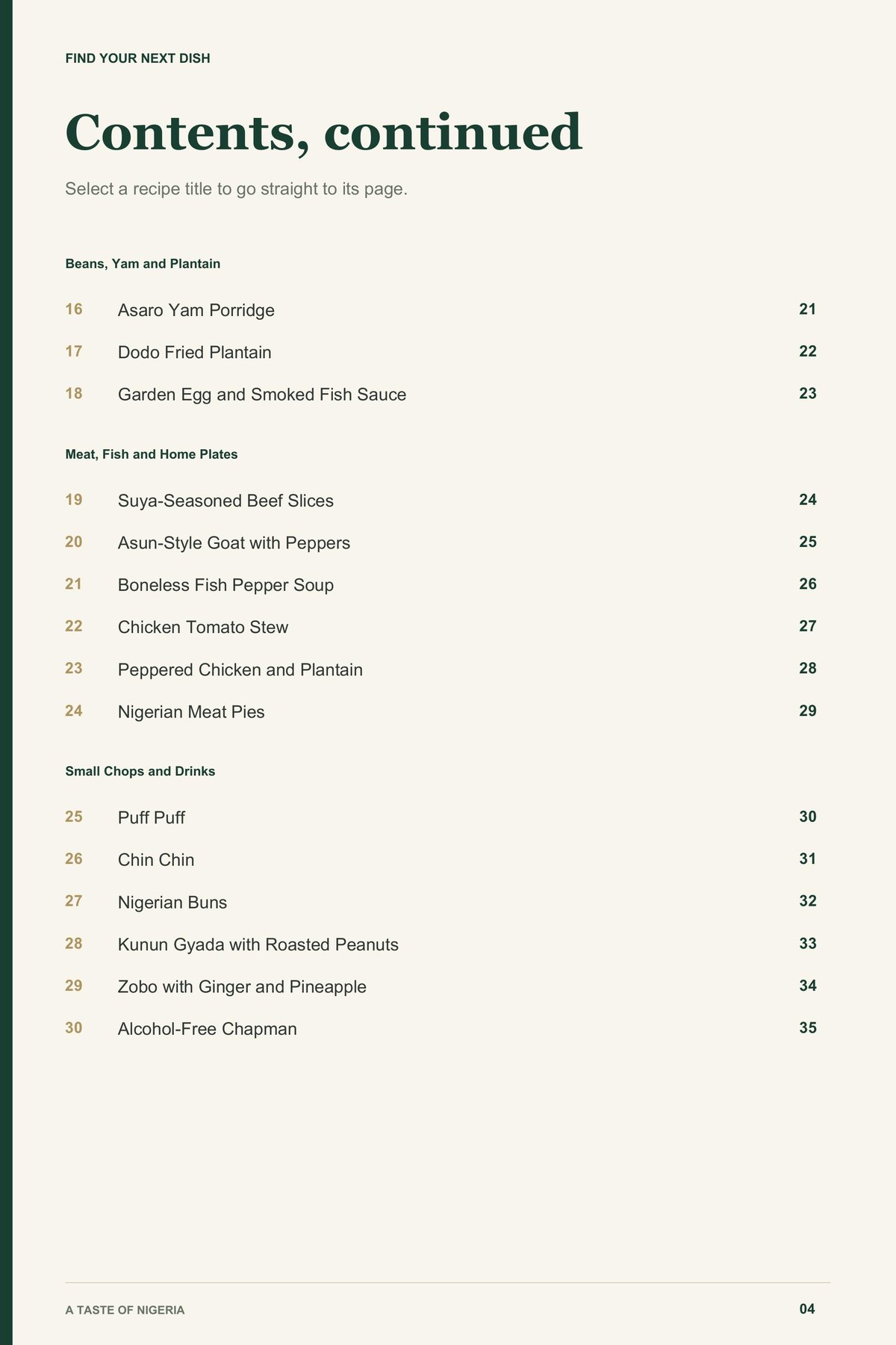 Contents, page 2 from A Taste of Nigeria
