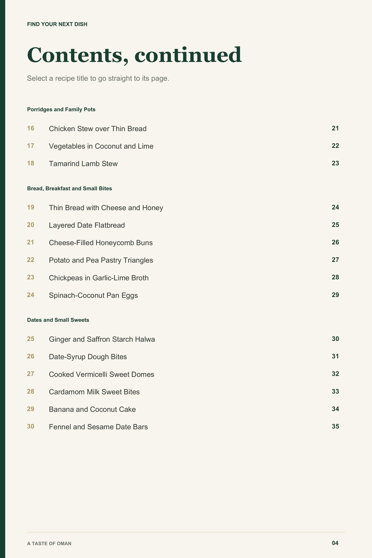 Contents, page 2 from A Taste of Oman