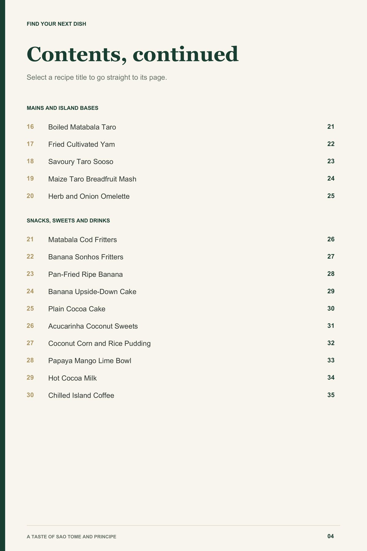 Contents, page 2 from A Taste of Sao Tome and Principe