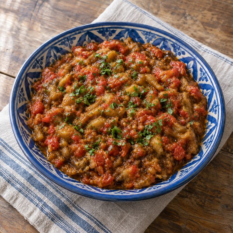 Zaalouk-Style Eggplant and Tomato Salad
